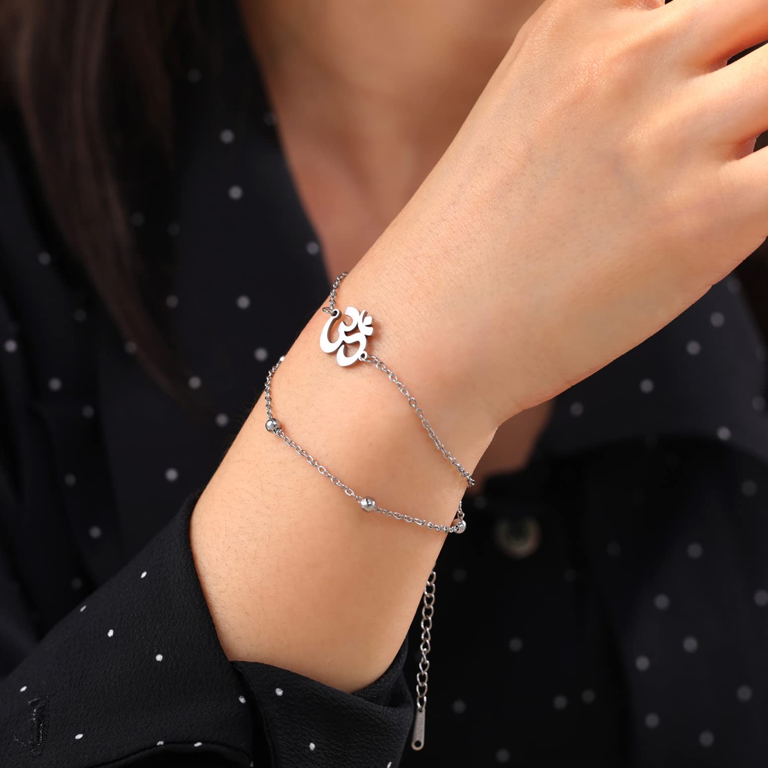 EUEAVAN Bracelets Bracciale Om Argento Yoga Amuleto
