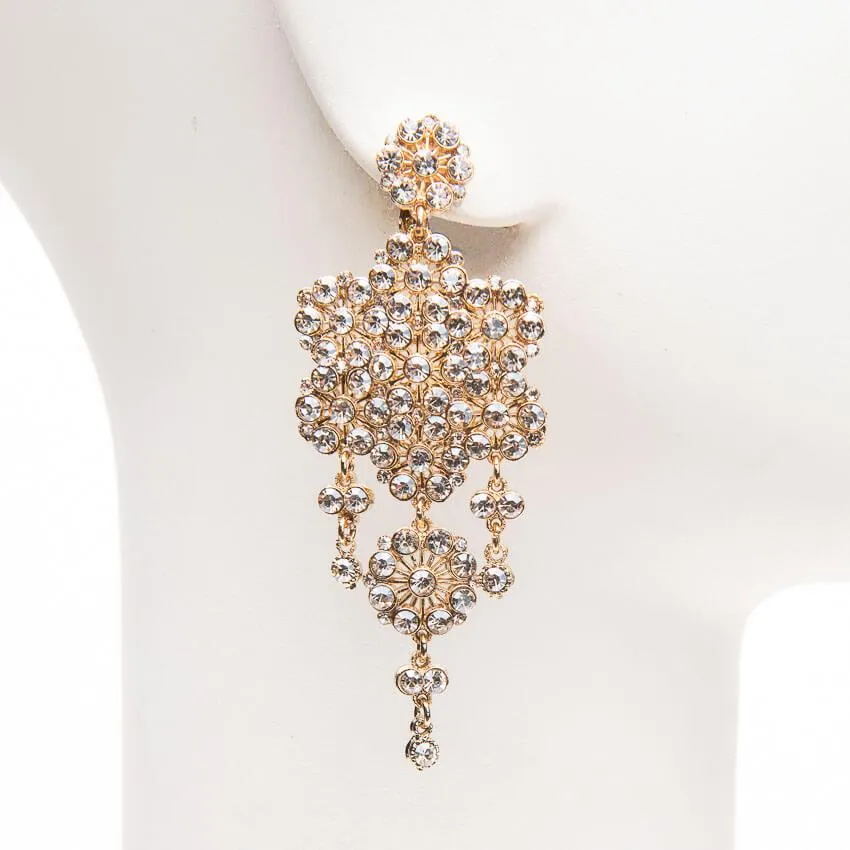Chic Ad Hoc Orecchini clip lunghi fiore oro