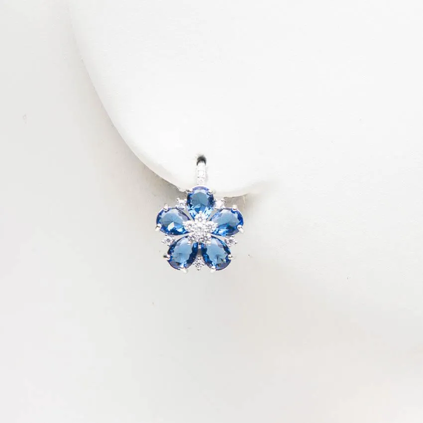 Chic Ad Hoc Orecchini monachella fiore zaffiro blu