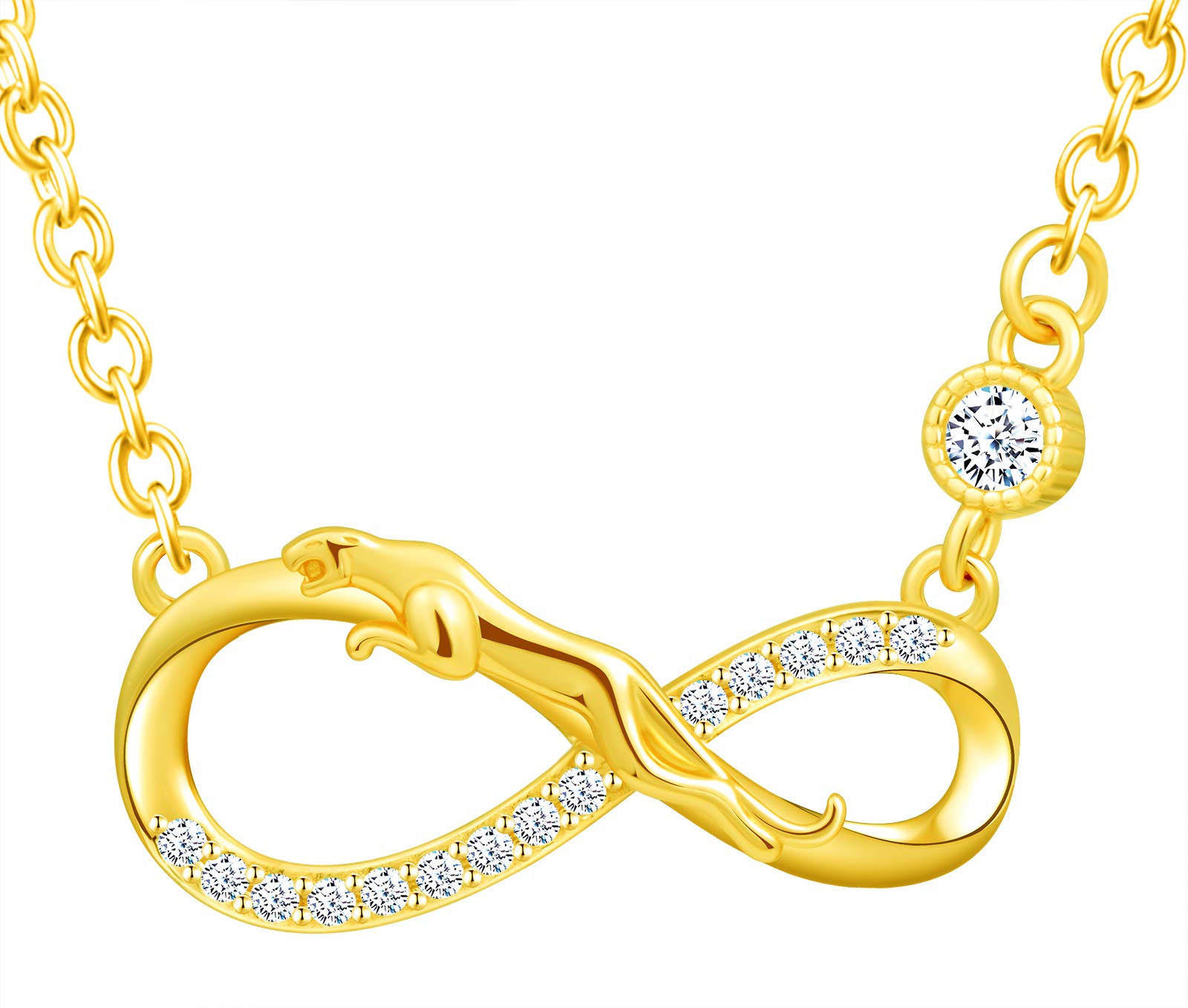 INFINIONLY Fashion Collana oro infinito leopardo zirconi