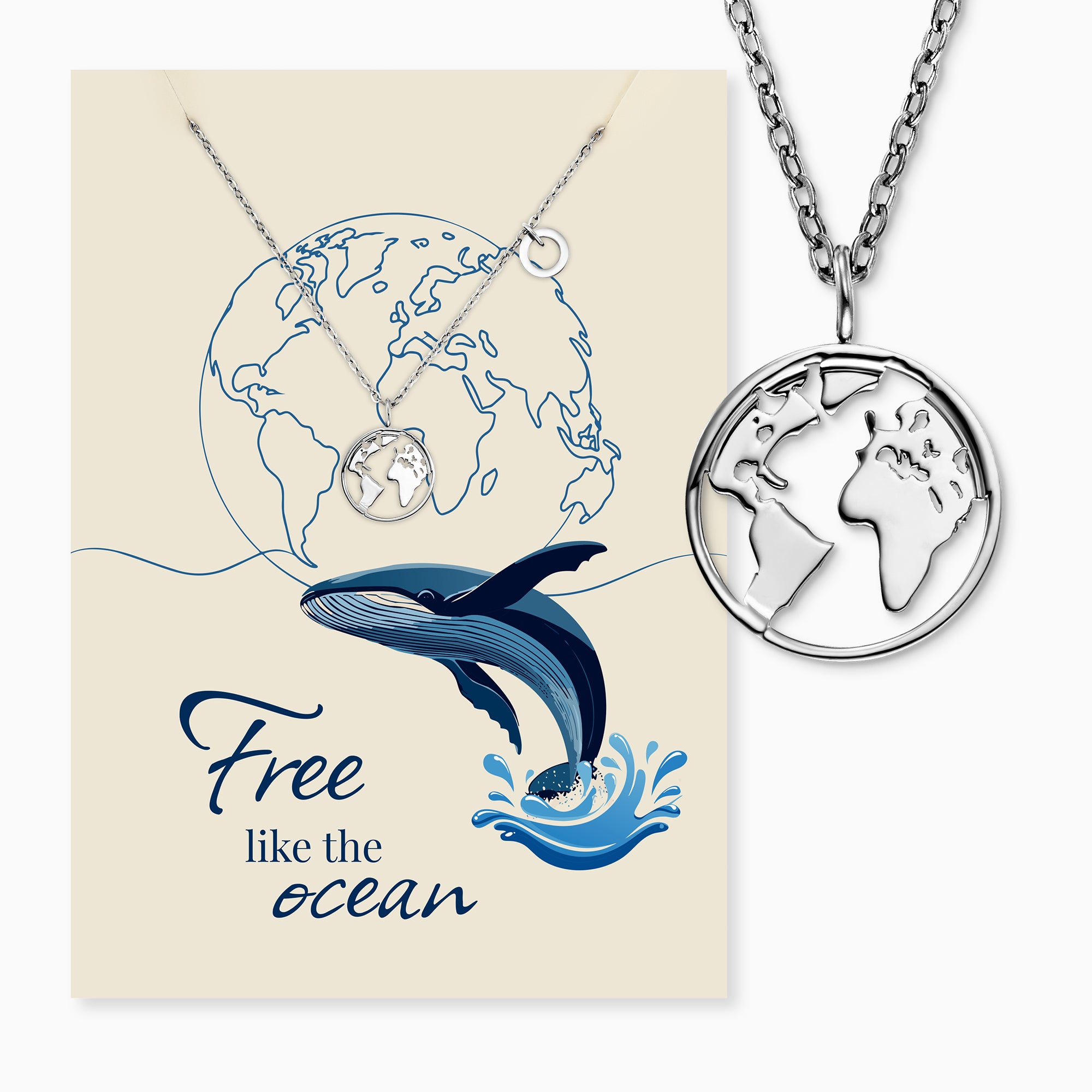 MySteel by Engelsrufer Ocean collana acciaio mondo con biglietto