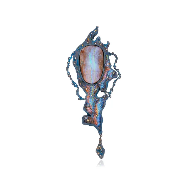 Le Sibille Pendenti Blue Galaxy spilla opale titanio