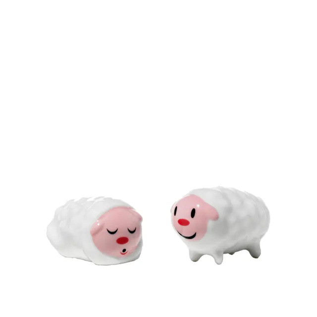 Alessi Tiny Sheep AMGI10SET3 Statuine Porcellana 2 Pezzi