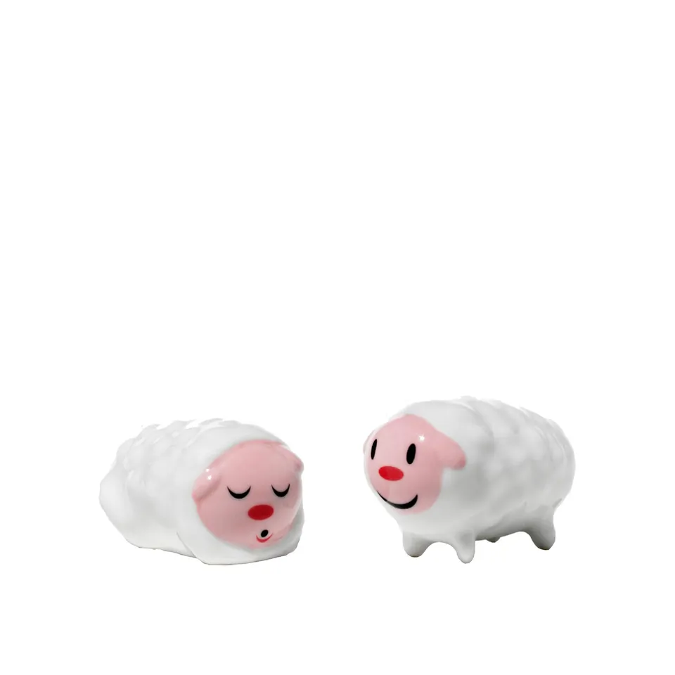 Alessi Tiny Sheep AMGI10SET3 Statuine Porcellana 2 Pezzi