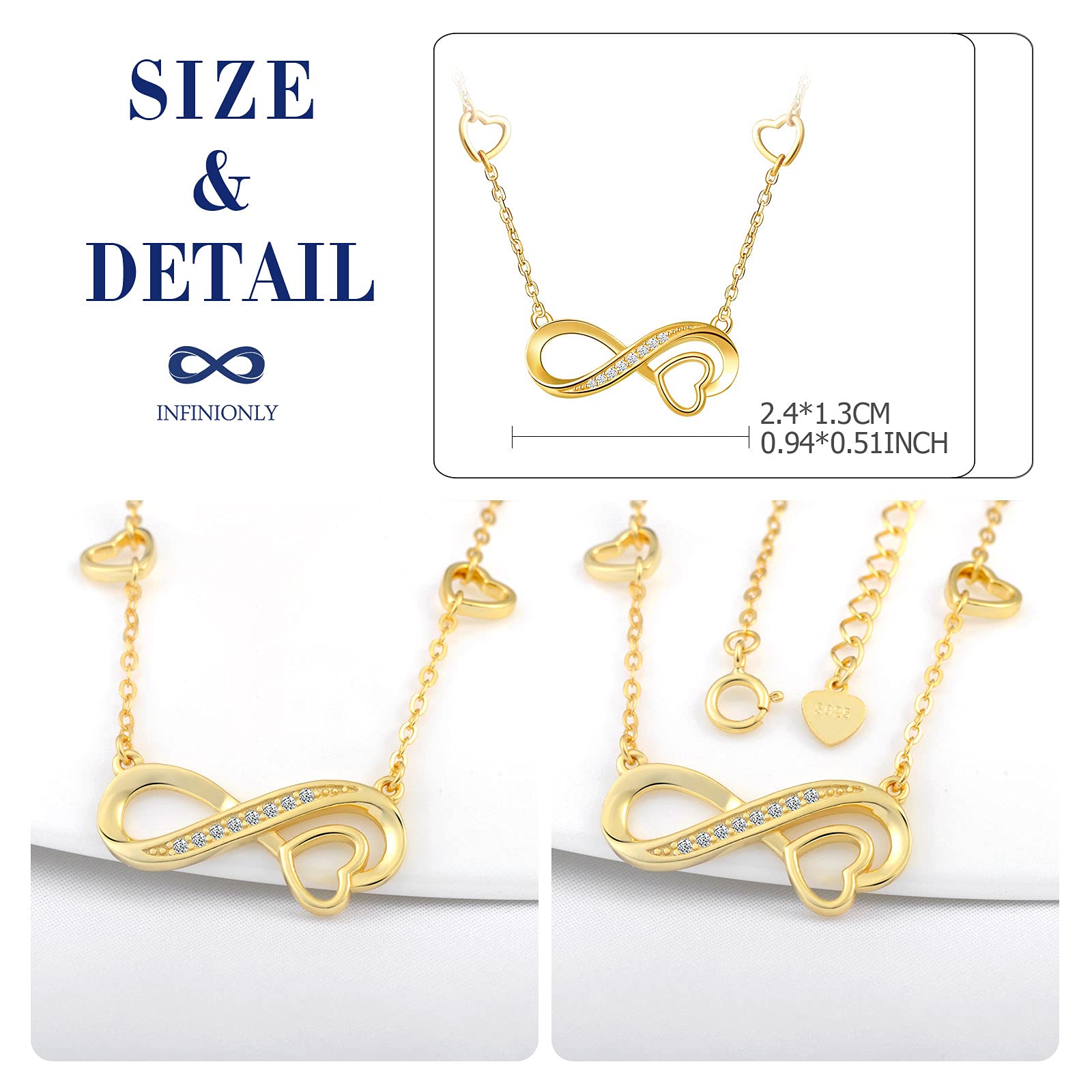 INFINIONLY Fashion Necklaces collana infinito cuore oro argento 925