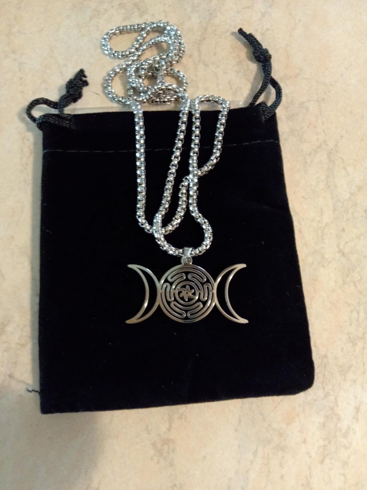 EUEAVAN collana ruota di Ecate argento amuleto wiccan