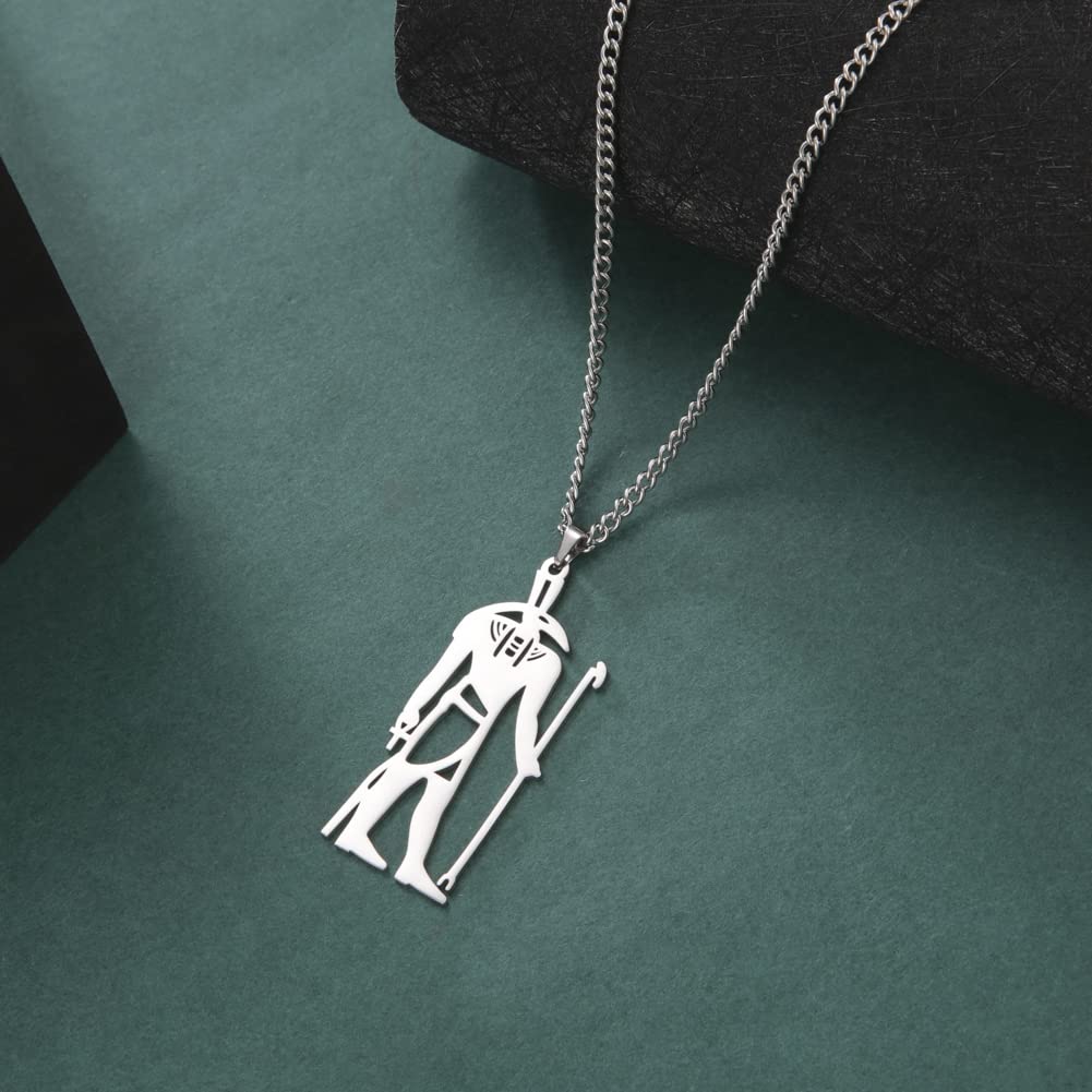 EUEAVAN Necklaces collana acciaio dio Seth argento