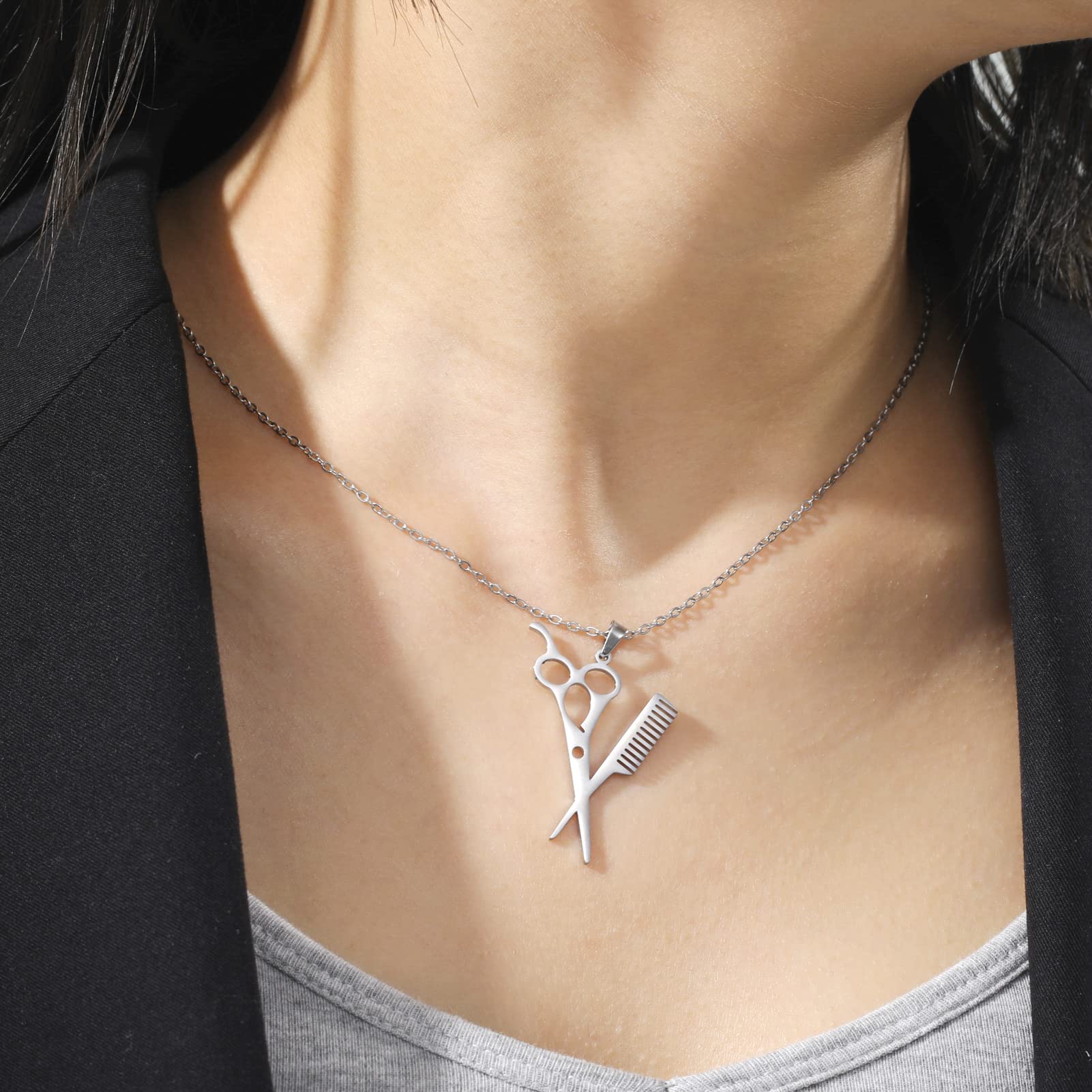 EUEAVAN Necklaces Forbici Collana Acciaio Unisex