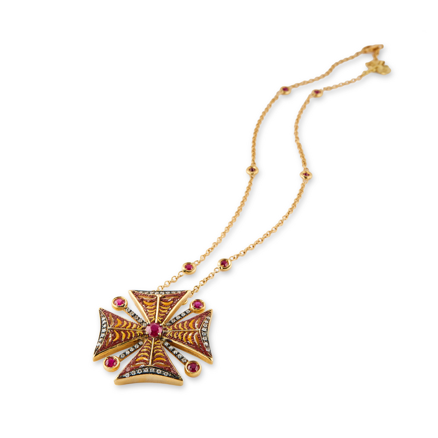 Le Sibille Malta collana oro 18kt rubini 1,92ct diamanti