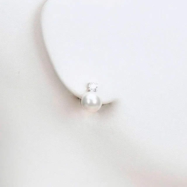 Chic Ad Hoc Orecchino clip perla 10mm zircone bianco