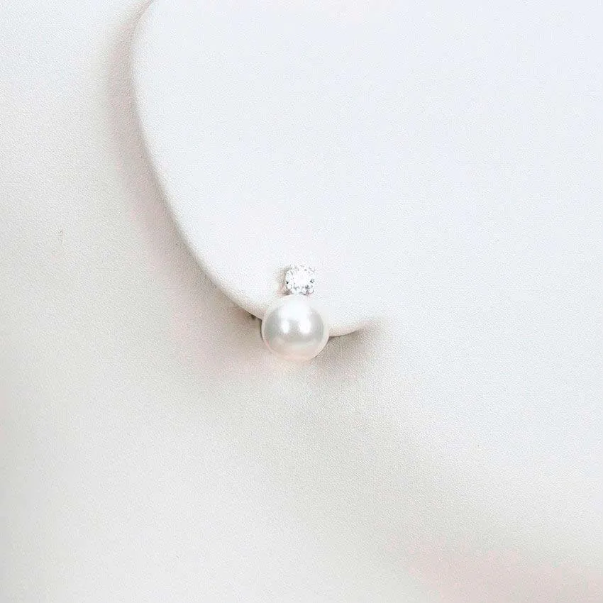 Chic Ad Hoc Orecchino clip perla 10mm zircone bianco