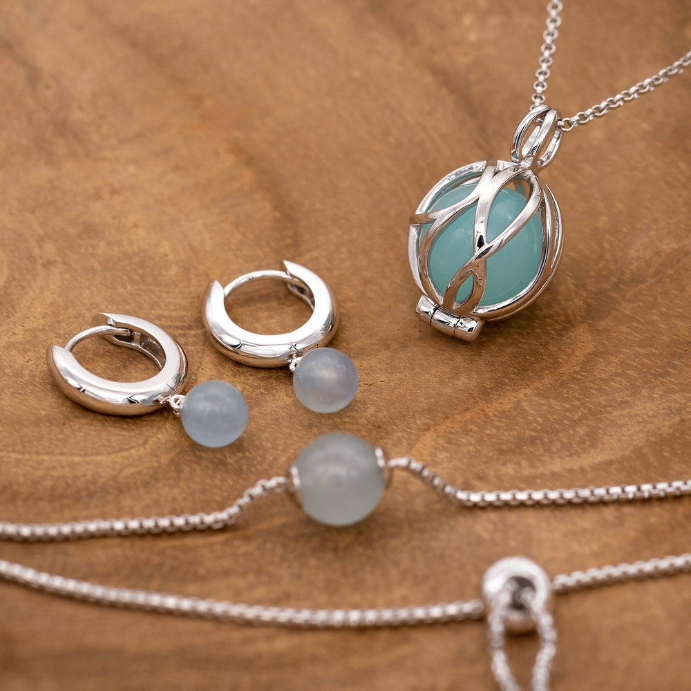 Engelsrufer Paradise collana argento 925 agata blu pietra energia