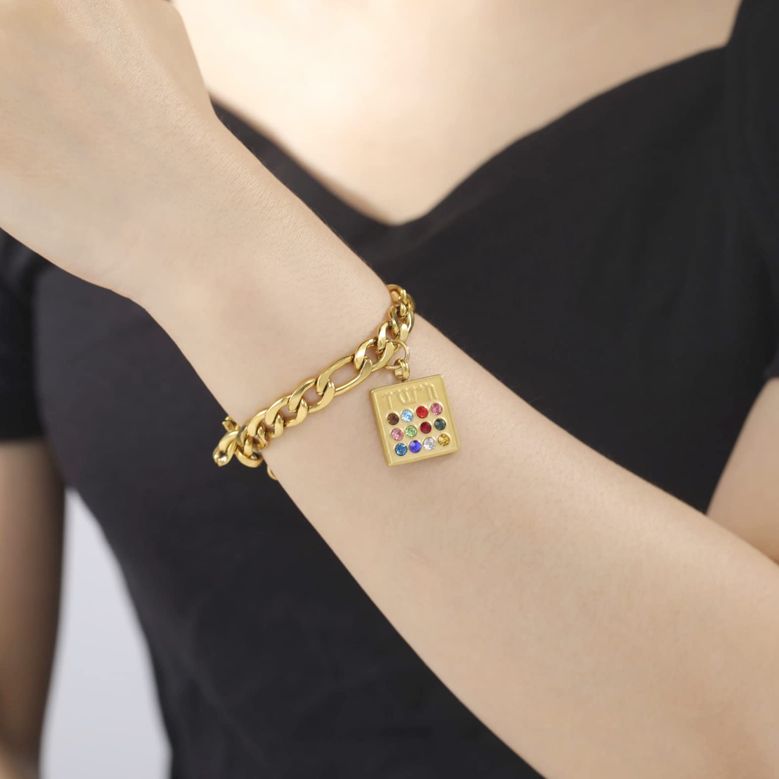Eueavan Bracelets Bracciale 12 Tribù Ebraico Oro Amuleto Israele