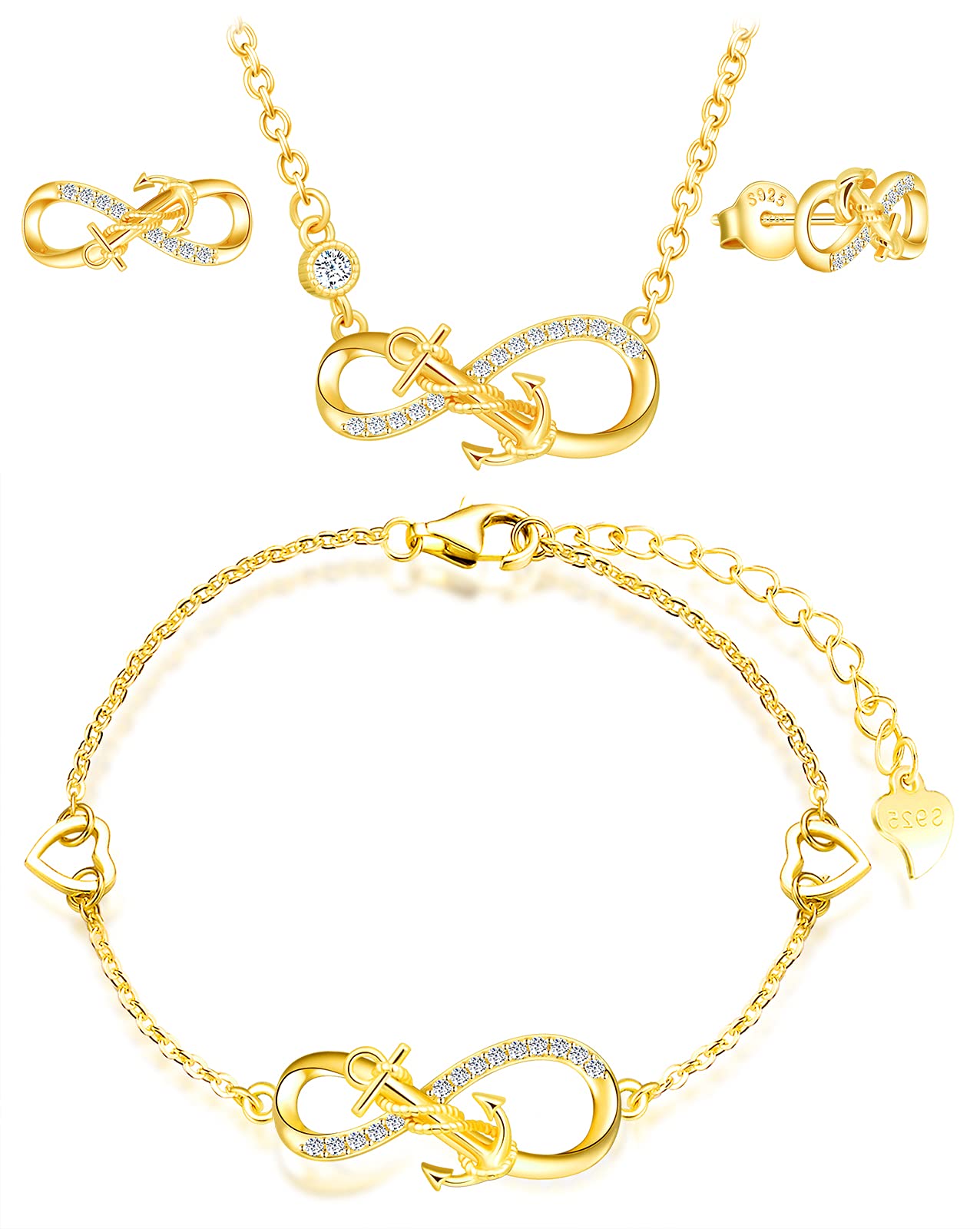INFINIONLY parure oro infinito ancora colore C set 3 pezzi