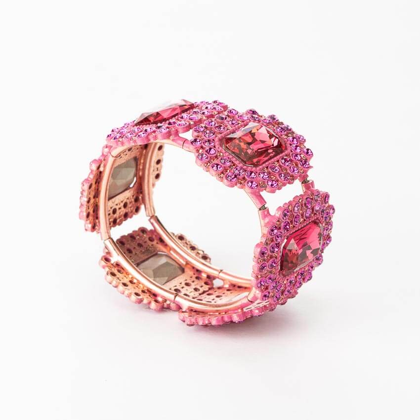 Chic Ad Hoc Bracciale semirigido elastico cristalli fuxia