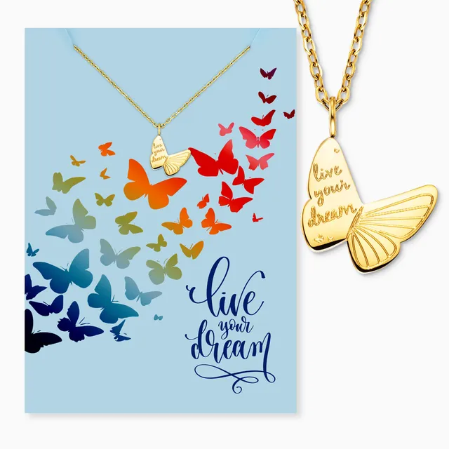 Engelsrufer MySteel Dream collana acciaio oro con biglietto