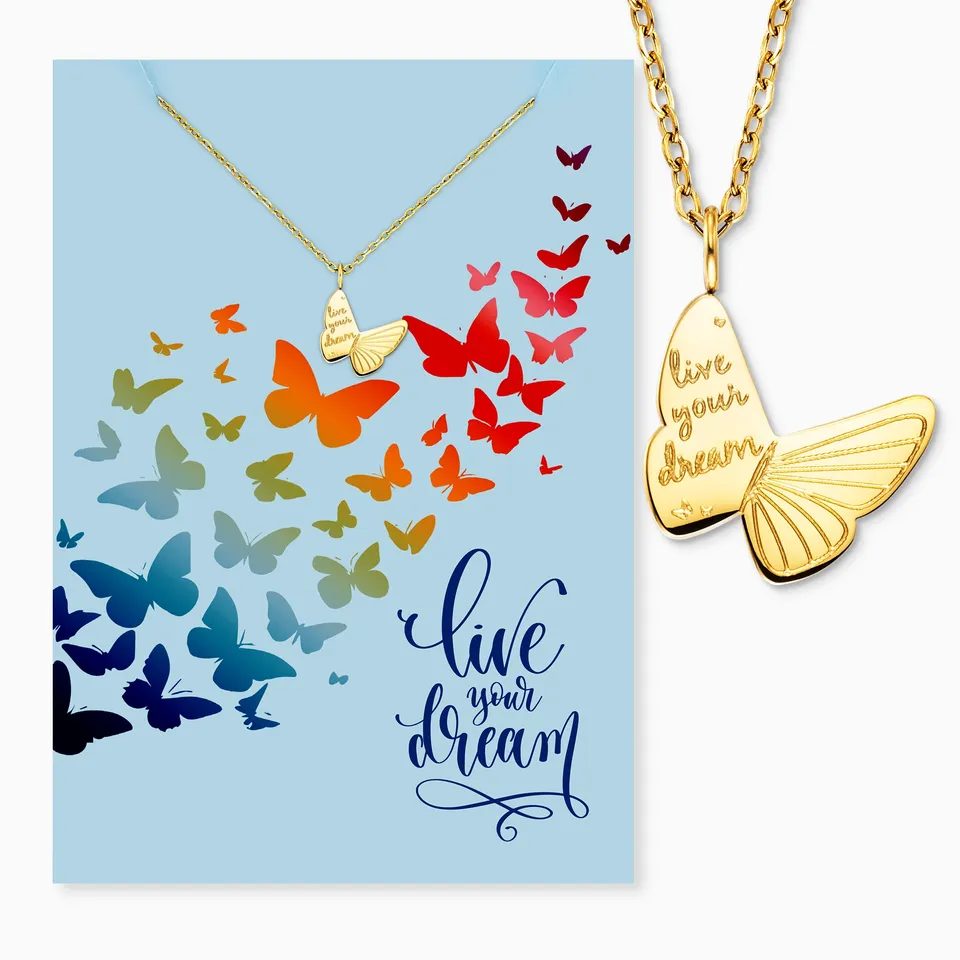 Engelsrufer MySteel Dream collana acciaio oro con biglietto