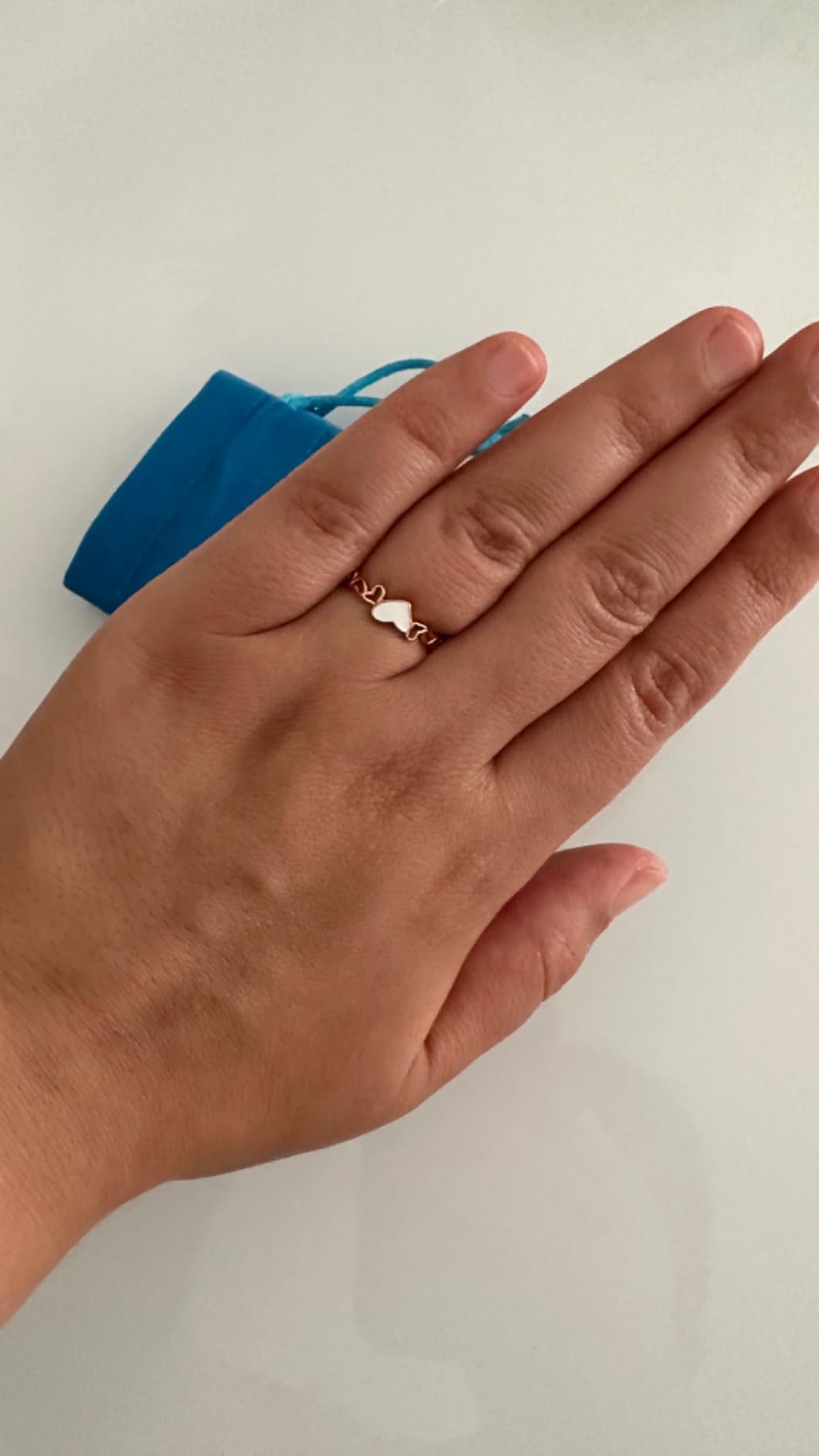 INFINIONLY Fashion Rings anello argento 925 cuore oro rosa regolabile
