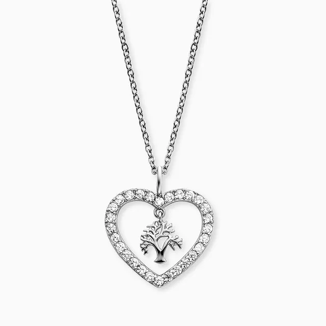 Engelsrufer Collana Argento 925 Albero Vita Cuore Zirconia
