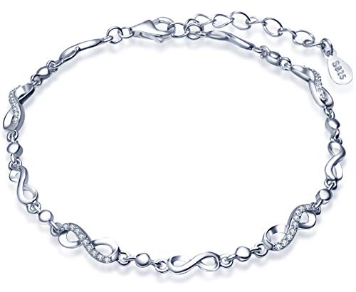 INFINIONLY Fashion Bracciale infinito argento 925 zirconi regolabile