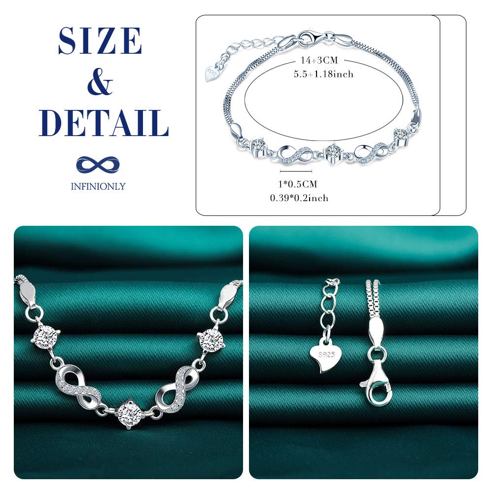 INFINIONLY Fashion Bracelets bracciale argento 925 infinito zircone