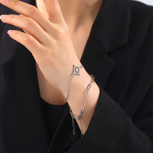 EUEAVAN Bracelets bracciale nodo strega acciaio taglia unica
