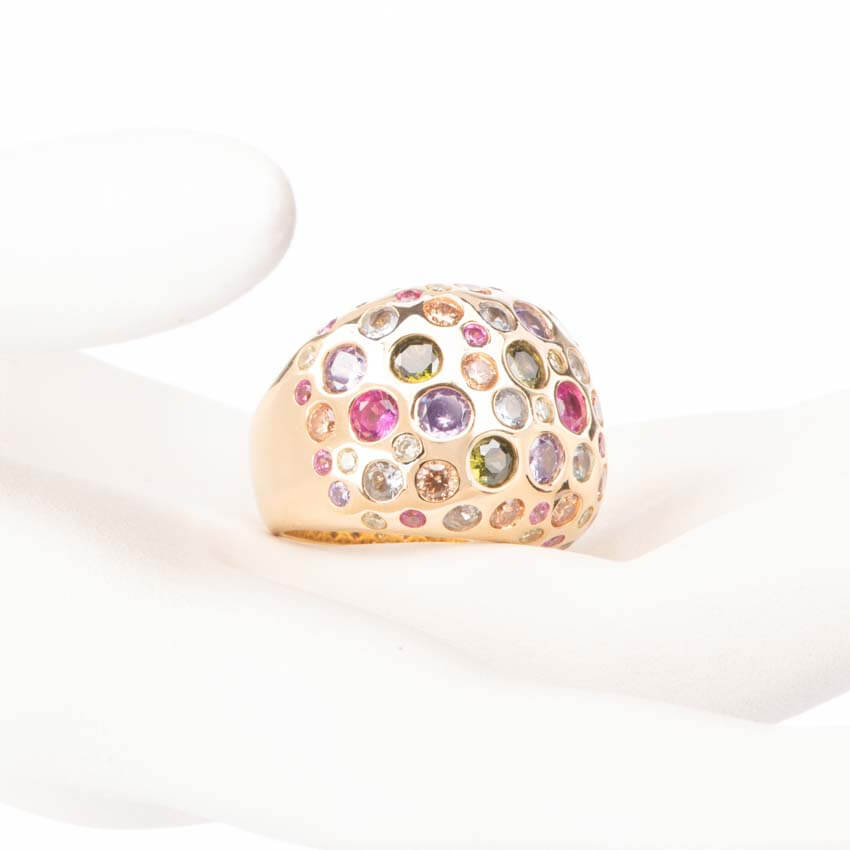 Chic Ad Hoc Anelli anello fascia bombata zirconi multicolor