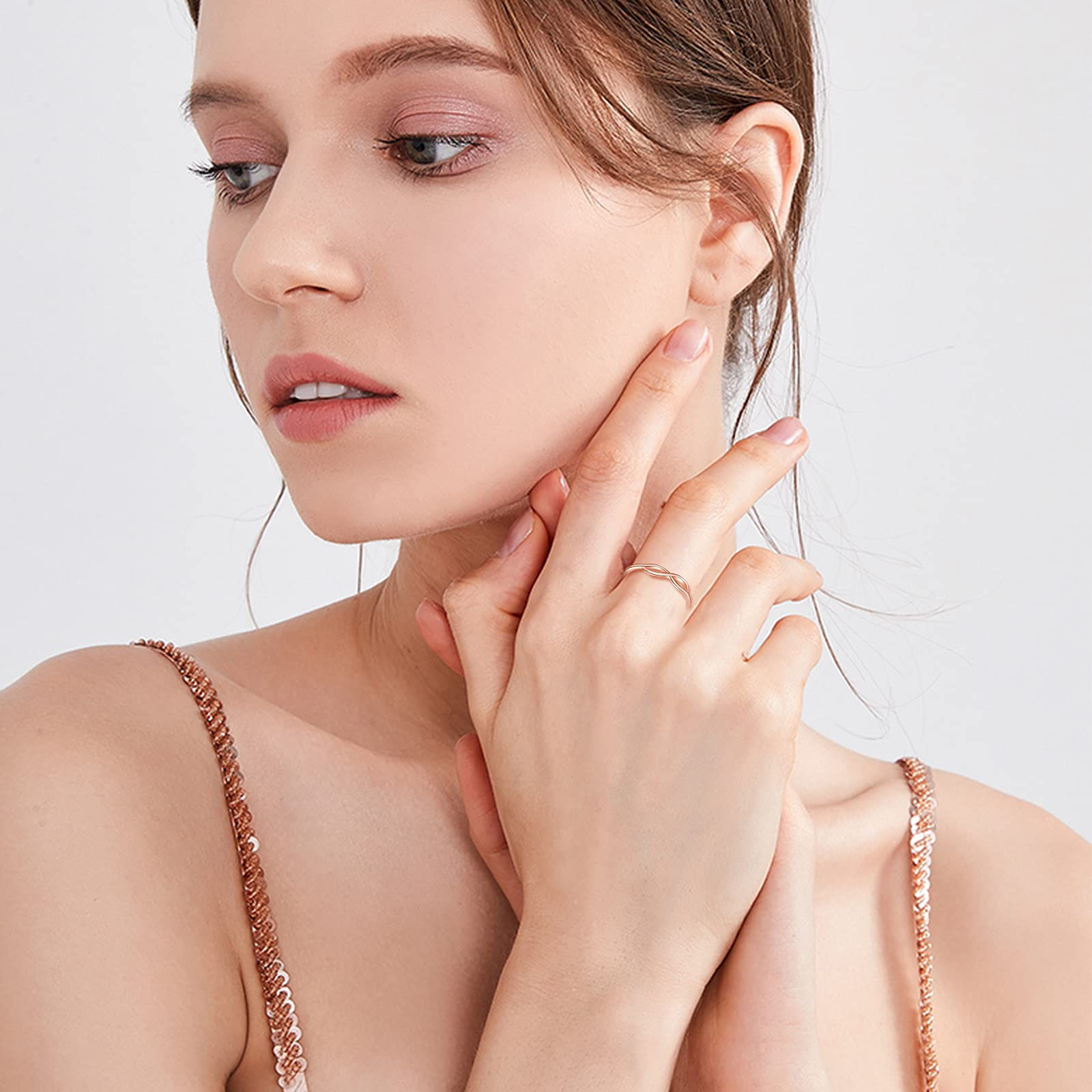 INFINIONLY Fashion Rings anello argento infinito oro rosa regolabile