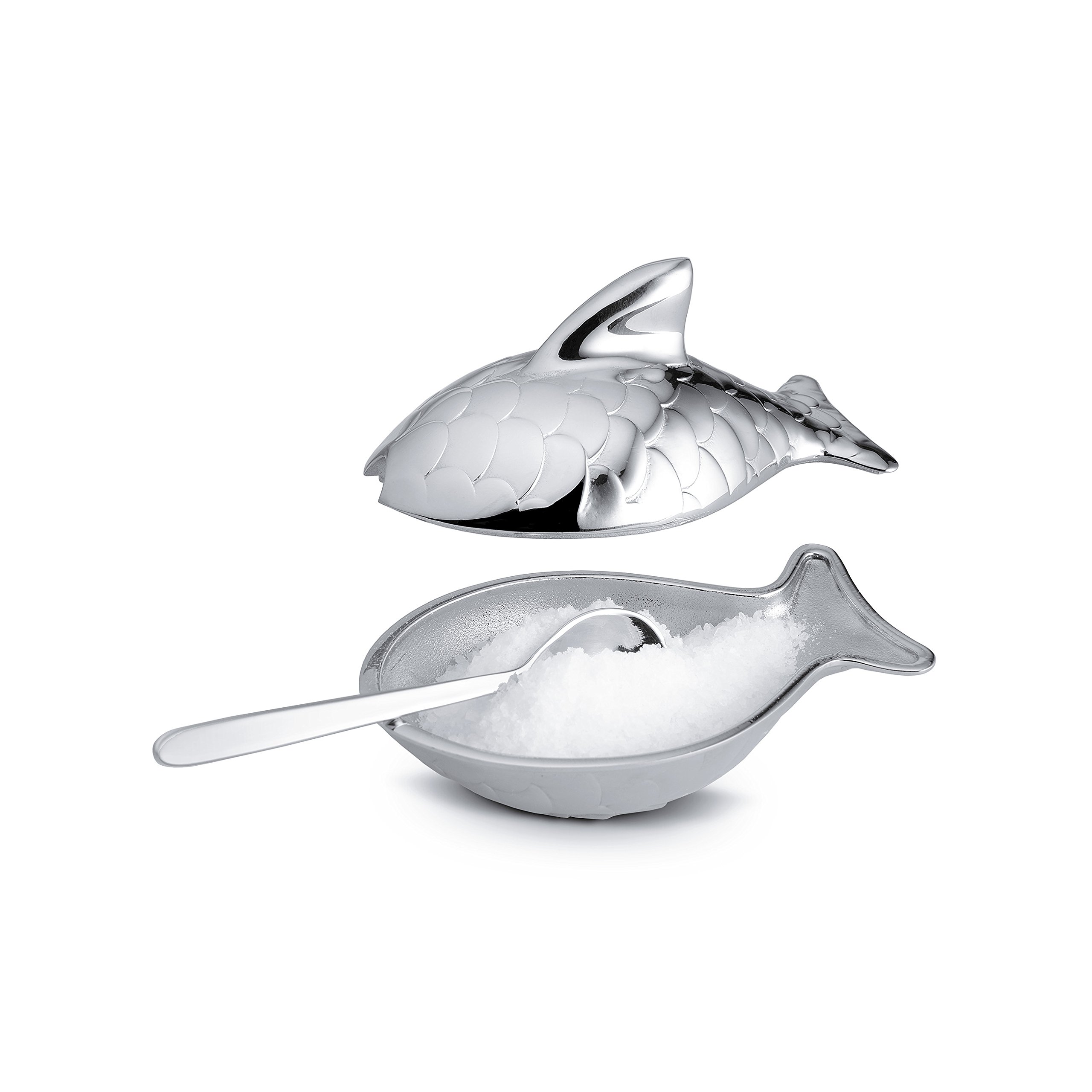 Alessi Colombina Fish FM24 saliera acciaio con cucchiaino