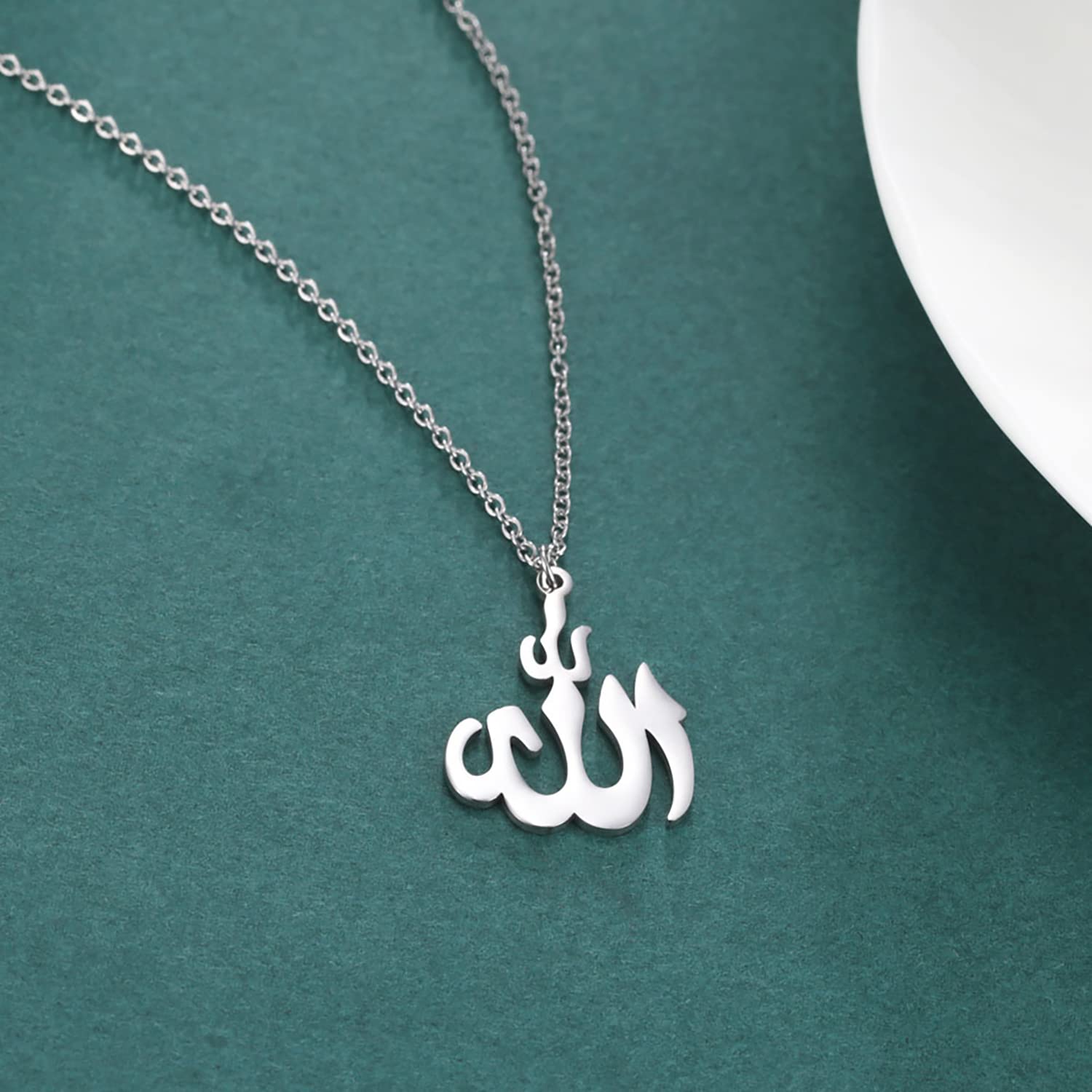 EUEAVAN collana Allah argento2 ciondolo arabo religioso