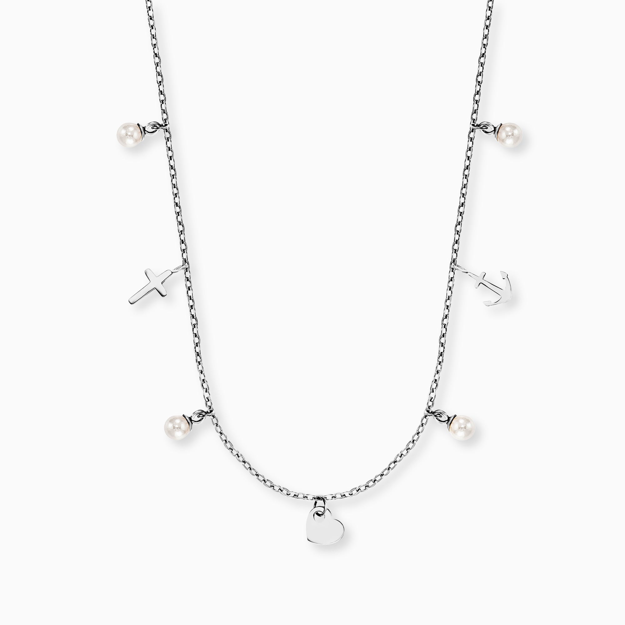 MySteel Faith Love Hope collana acciaio con biglietto perle