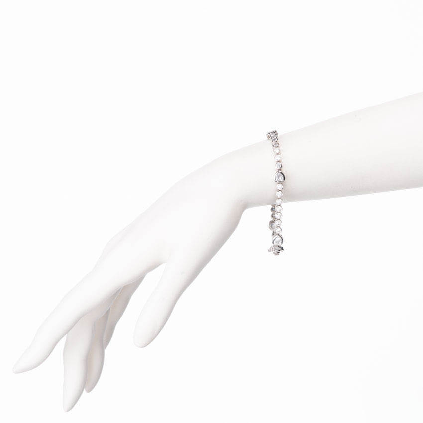 Chic Ad Hoc Bracciale tennis cuori argento zirconi