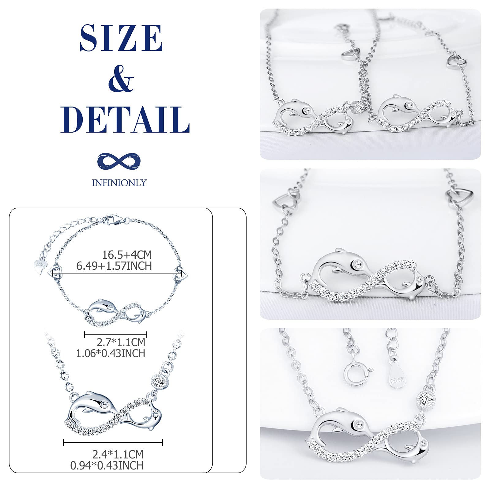 Infinionly Fashion parure gioielli argento 925 B infinito