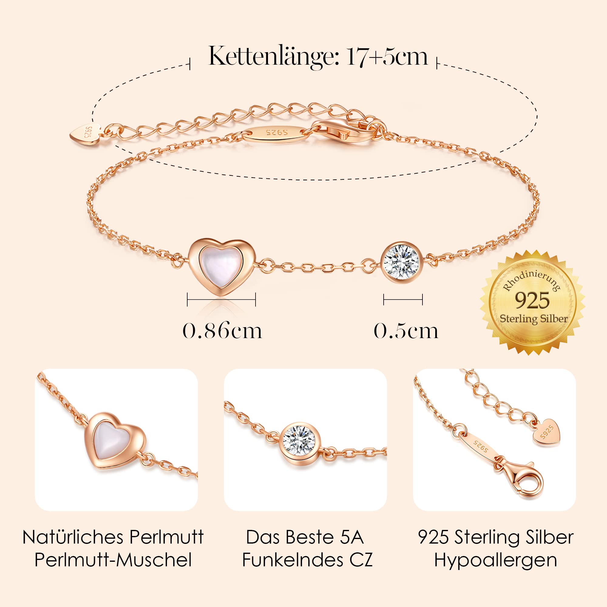 LOUISA SECRET Bracelets bracciale argento oro rosa cuore