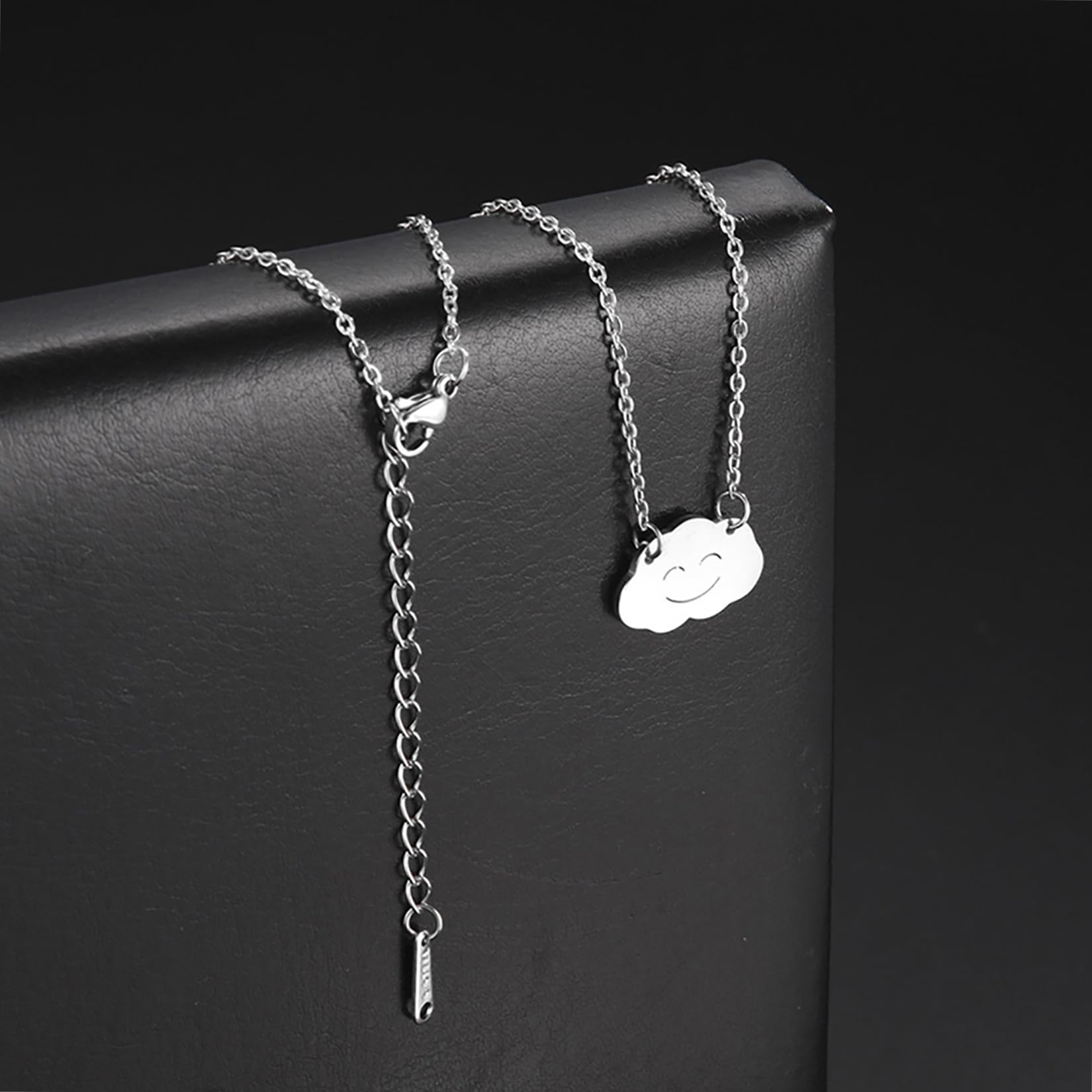 EUEAVAN Necklaces Collana nuvola smiley acciaio