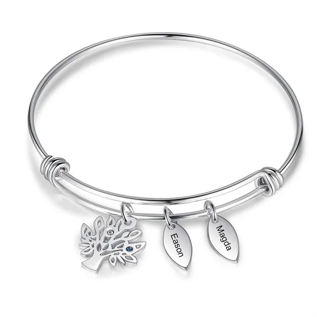 Jessemade Gioielli bracciale acciaio nome albero vita