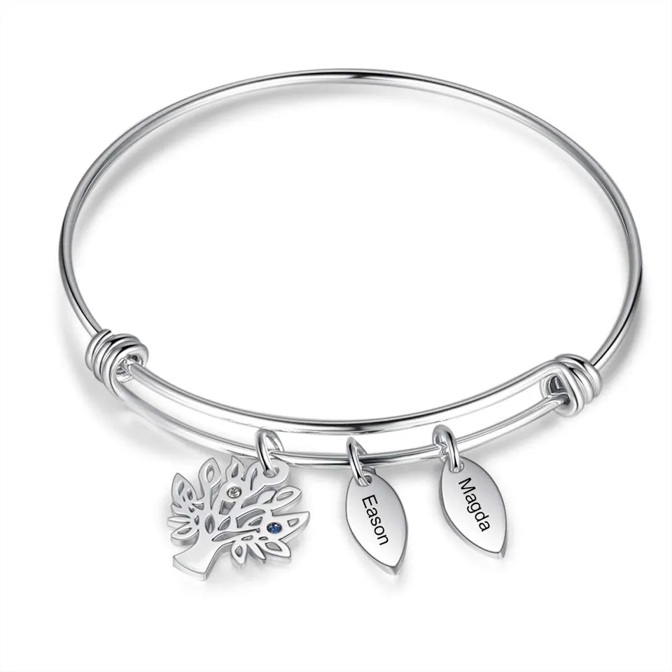 Jessemade Gioielli bracciale acciaio nome albero vita