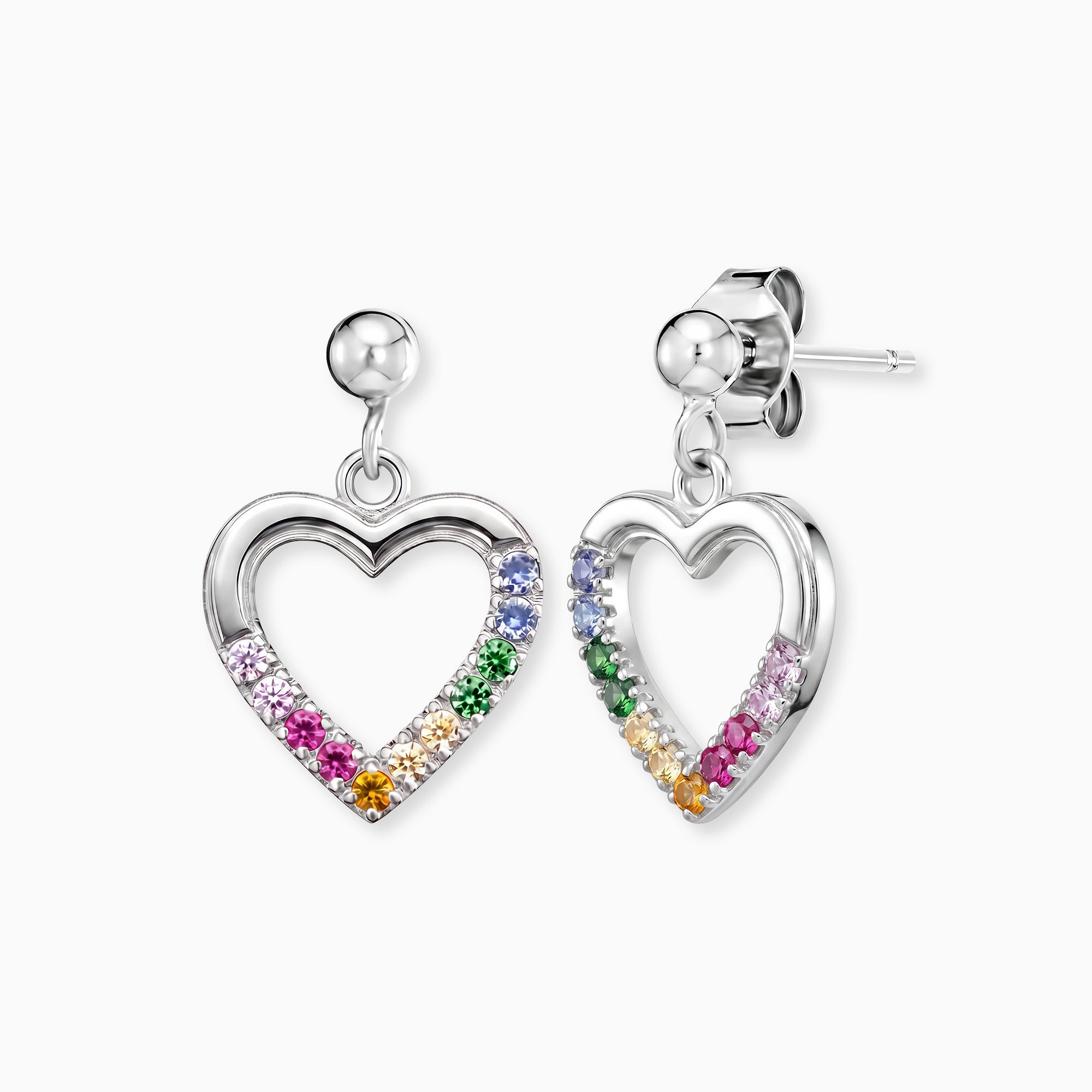 Engelsrufer Kinder Orecchini Acciaio Cuore Zirconia Multicolor