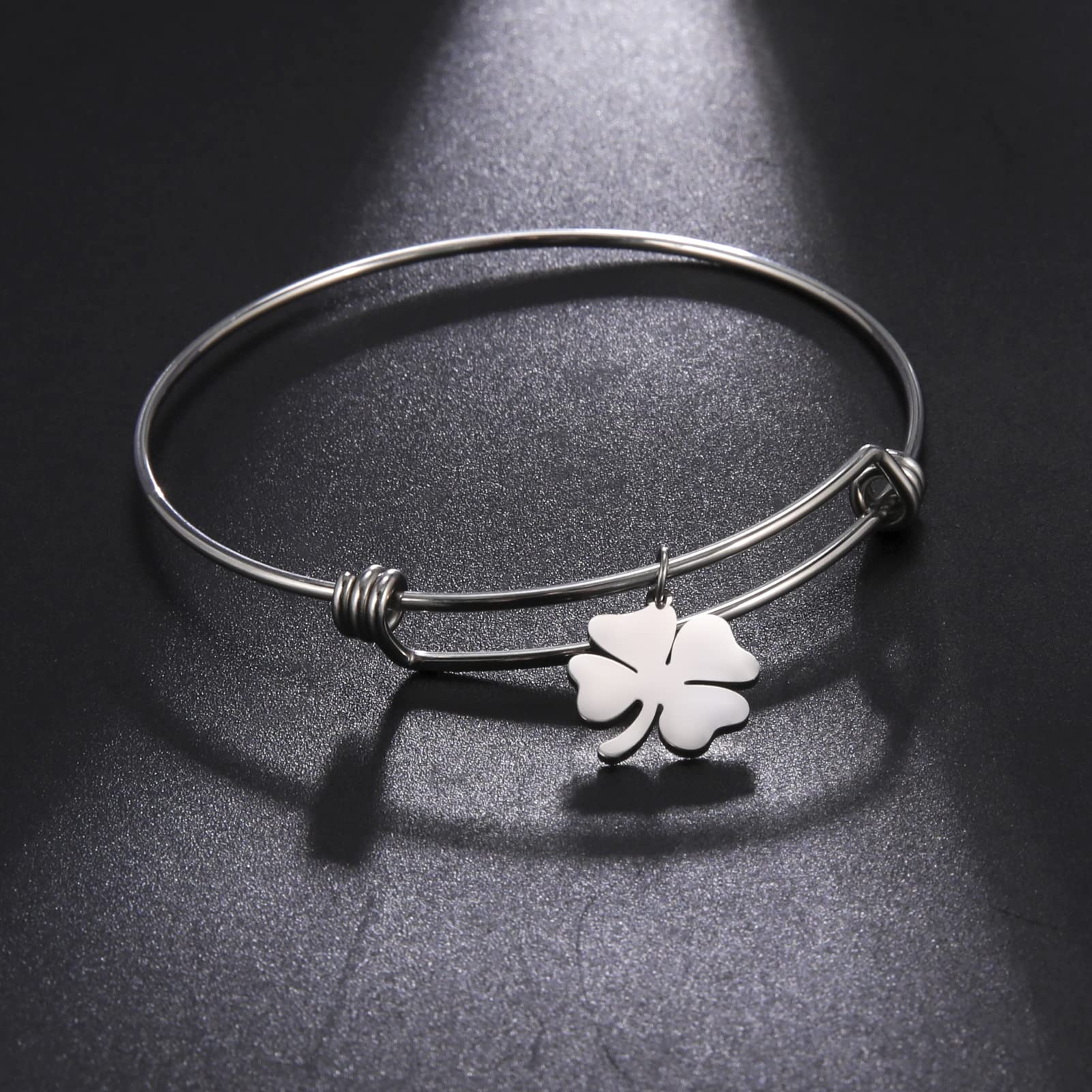 EUEAVAN Bracelets Bracciale Trifoglio Acciaio Espandibile
