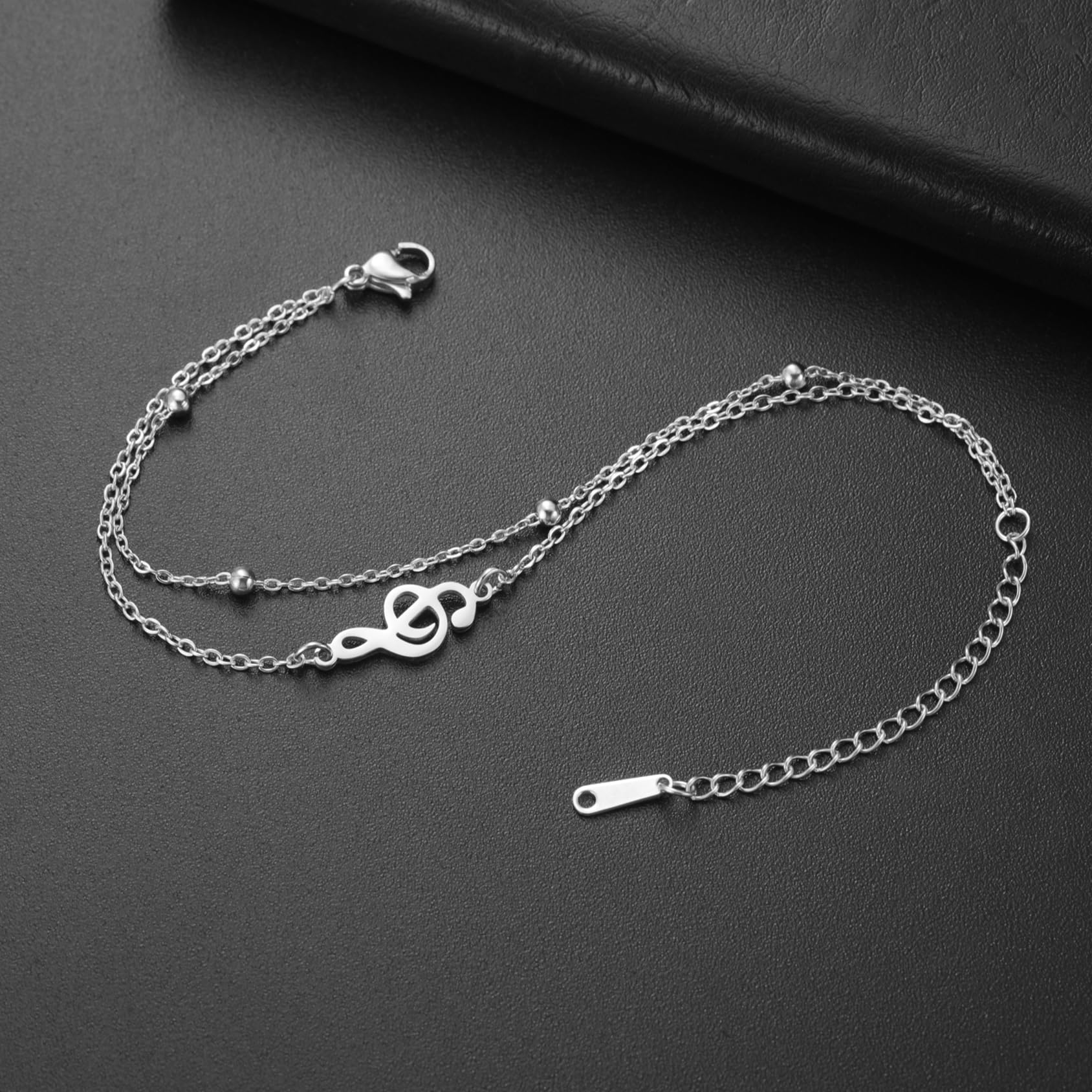 EUEAVAN Bracelets Braccialetto musica argento multistrato