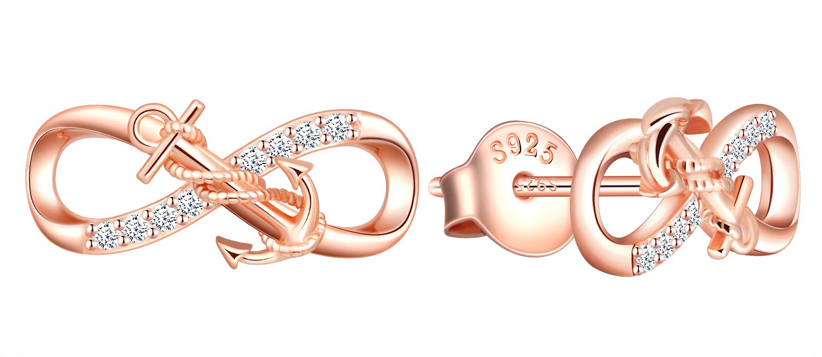 Infinionly Fashion collana oro rosa ancora infinito 925