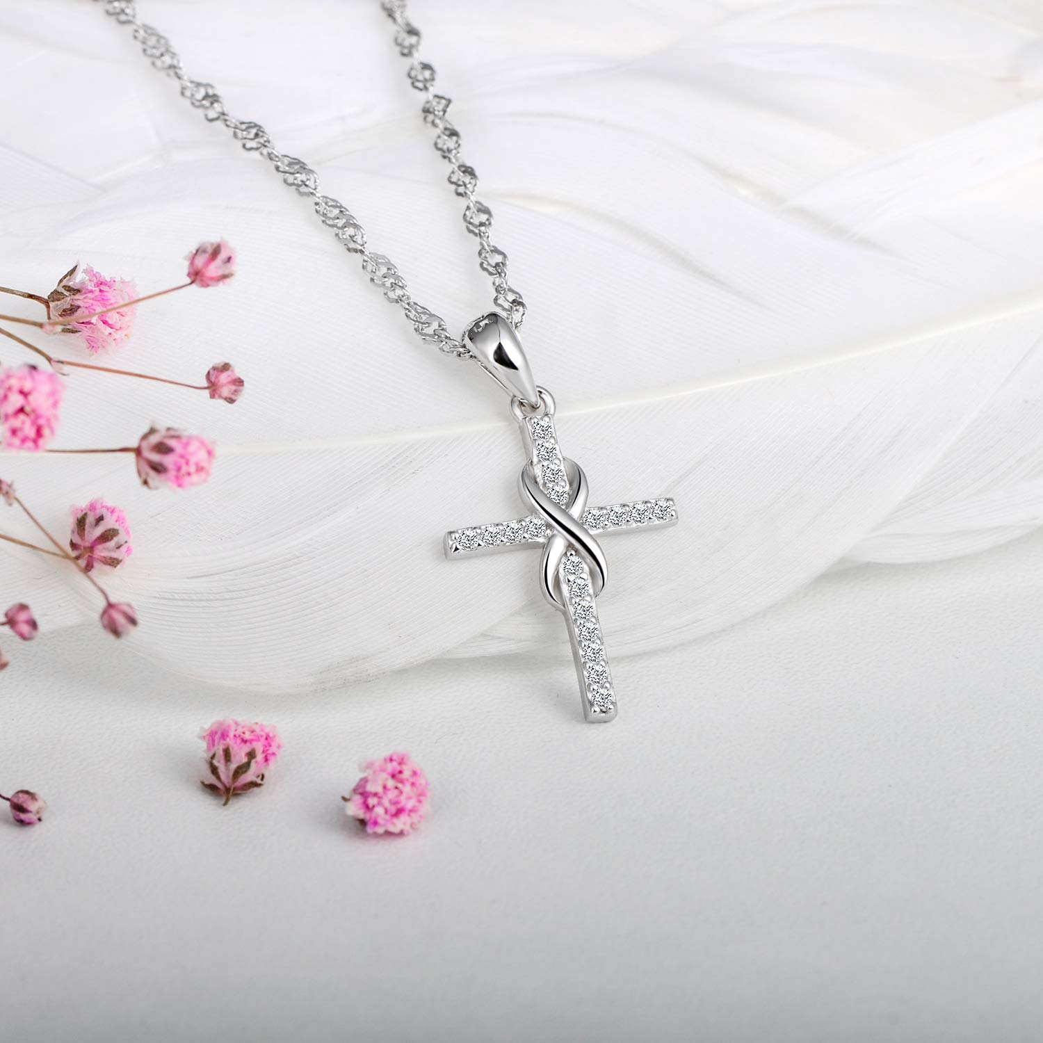 Infinionly Collana Argento 925 Croce Infinito Silver