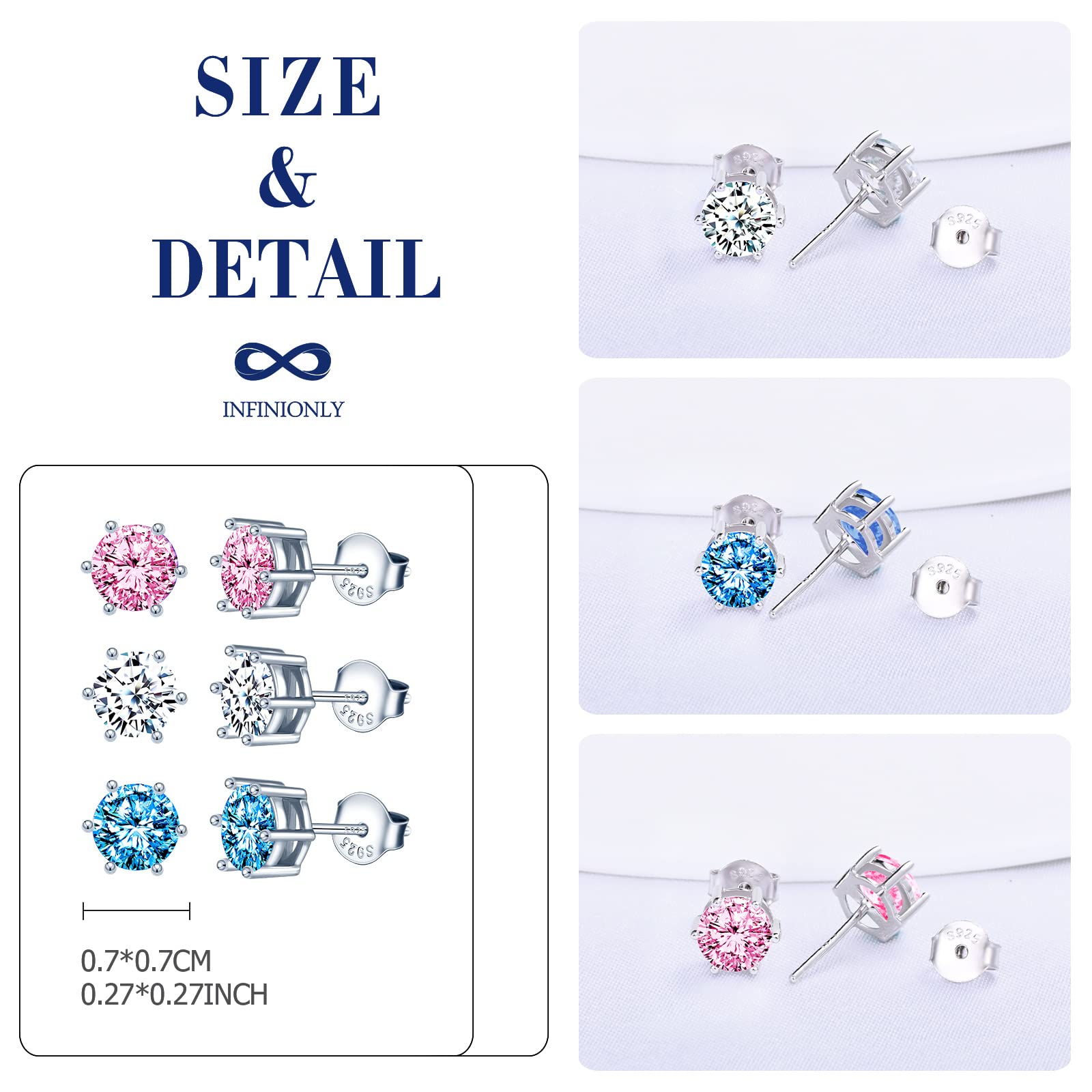 Infinionly Fashion Earrings orecchini argento 925 multicolore