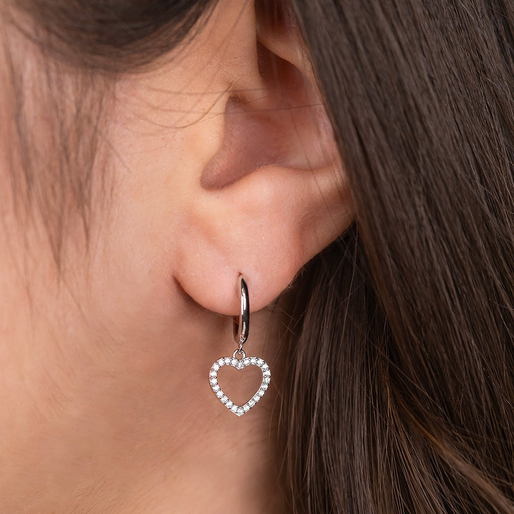 Engelsrufer Orecchini Cerchio Cuore Argento Zirconia