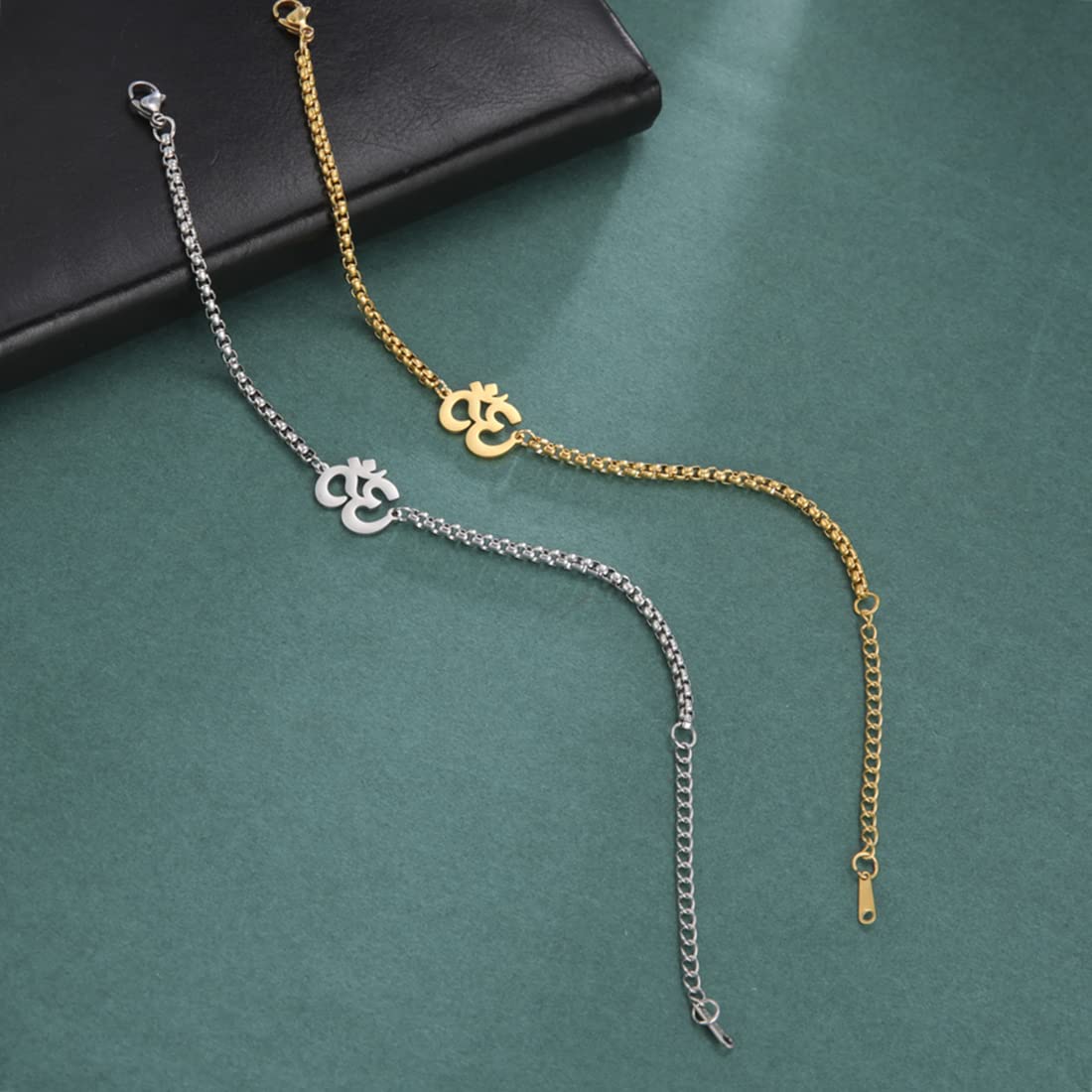 EUEAVAN Bracelets bracciale Om argento yoga portafortuna