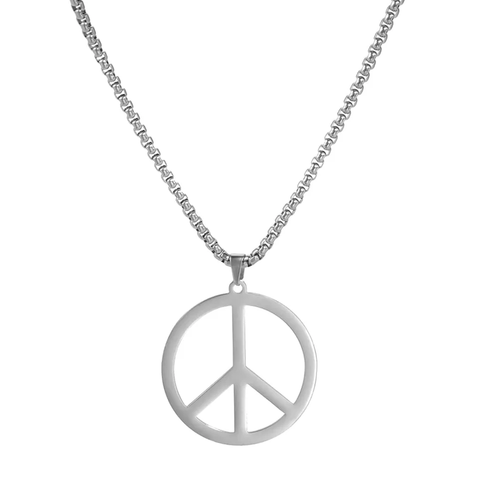 EUEAVAN Necklaces collana segno pace rotonda argento