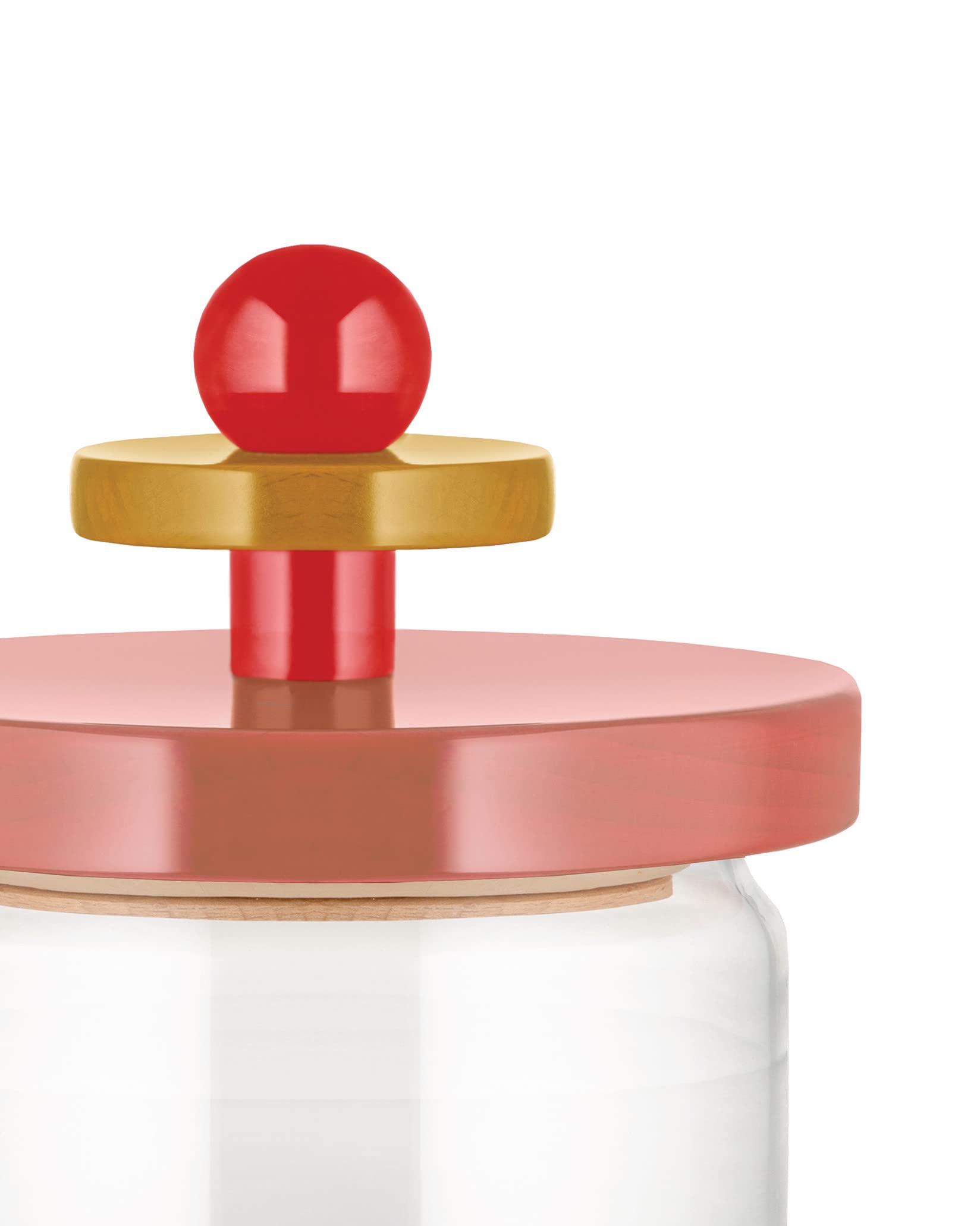 Alessi ES16/75 2 barattolo vetro rosa coperchio faggio