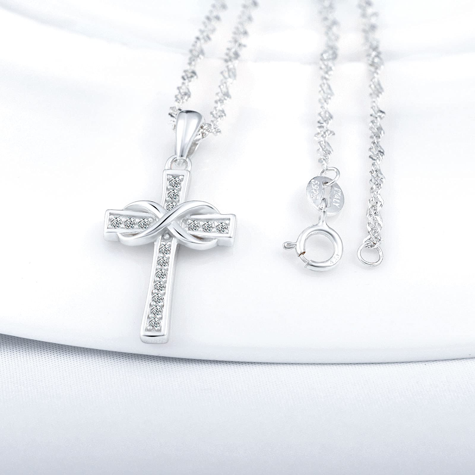 INFINIONLY Fashion Necklaces collana croce infinito argento 925