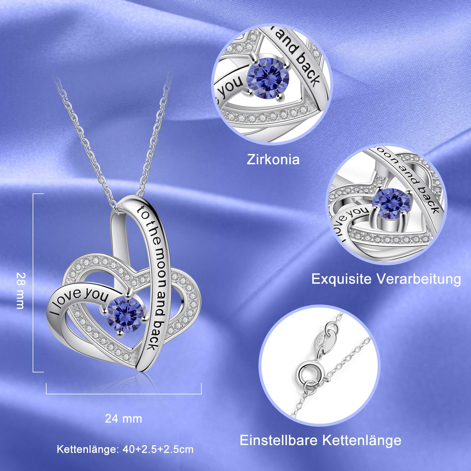 Jessemade Gioielli Collana Cuore Argento 925 Birthstone