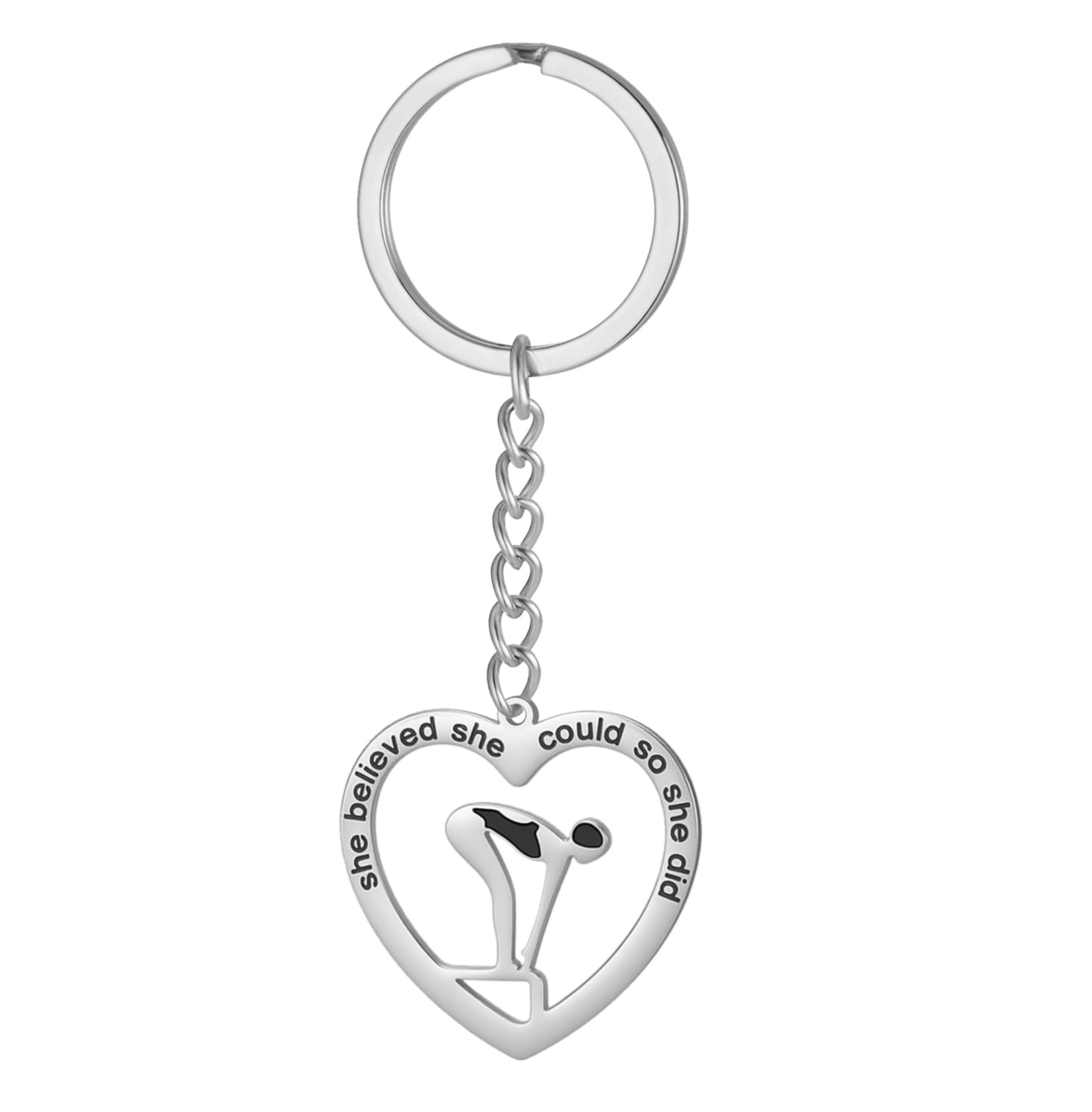 EUEAVAN Keyrings Portachiavi Nuoto Cuore Argento Regalo